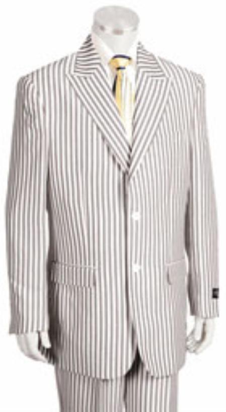 Sear Sucker Suit Mens Classic fit 2 Button Jacket Flat Front Pants Pinstripe seersucker Suit