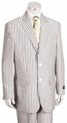 Sear Sucker Suit Mens Classic fit 2 Button Jacket Flat Front Pants Pinstripe seersucker Suit