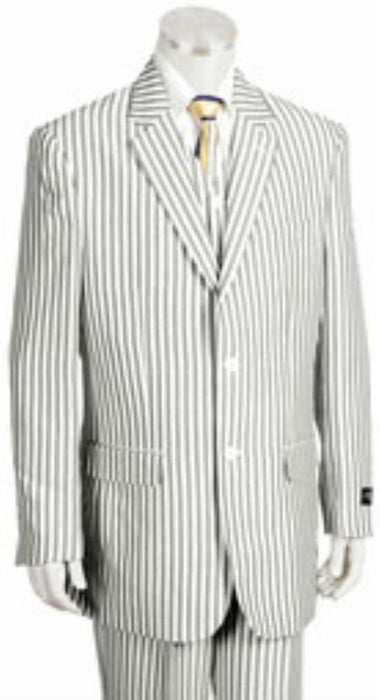 Sear Sucker Suit Seersucker Suit - Searsucker Suits 2 Button Jacket Flat Front Pants sear sucker Suits For Men
