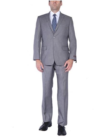 Men's Two-Piece Classic Fit 2 Button Side Vents Grey Cheap Priced Business Suits Clearance Sale