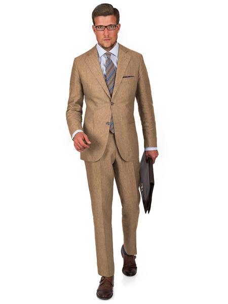 Men's 2 Button Intense Khaki Linen Suit