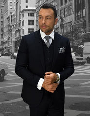 Men's Dark Navy Vest 2 Button Suit