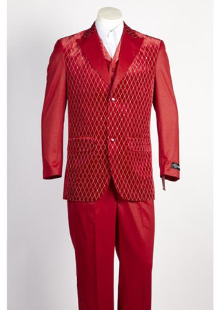 Men's Red 2 Button Suit