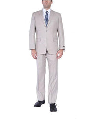 Men's 2 Button Sand Two-Piece Classic Fit Side Vents Cheap Priced Business Suits Clearance Sale