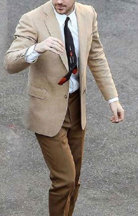 La La Land Men's 2 Button Tan  Cheap Priced Designer Fashion Dress Casual Blazer For Men On Sale Blazer