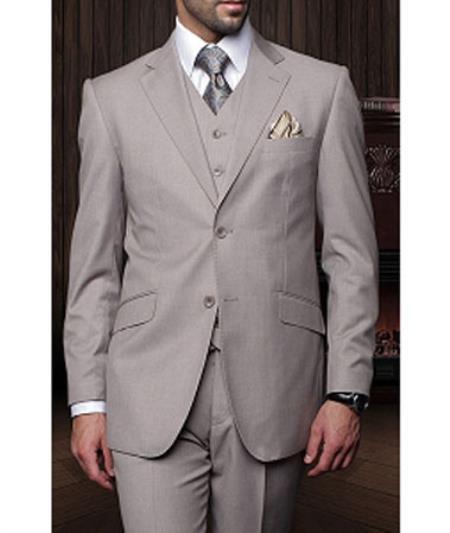 Statement Confidence Men'S Tan 3 Piece 2 Button Italian Designer Fine Brands Best Italian Style Cut Suits