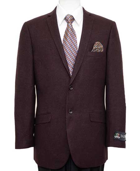 Men'S Wine Slim Fit 2 Button Blazer