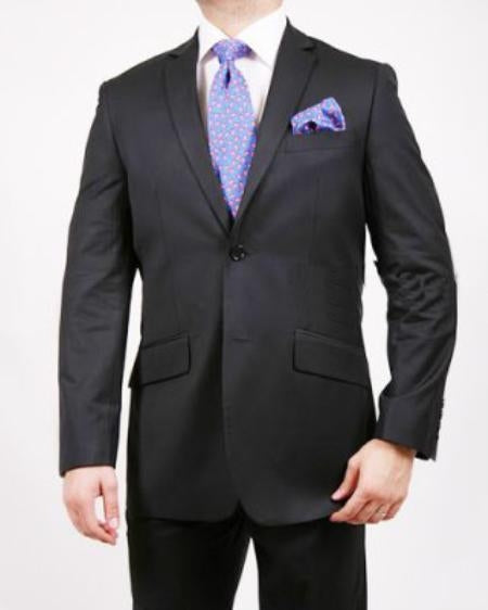 Men'S 2 Button Shadow Stripe ~ Pinstripe Suit Black On Black