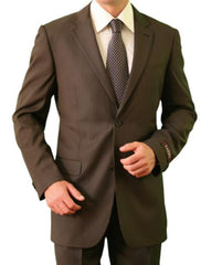 Men's 2 Button Front Slim Brown Shadow Stripe ~ Suit Mini Stripe