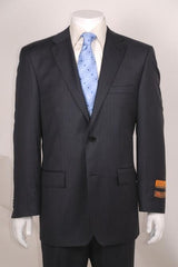Men'S Charcoal Stripe ~ Pinstripe Modern Fit Suits 2 Button Without Pleat Flat Front Pants Business ~ Wedding 2 Piece Side Vented 2 Piece Suits For Men - 100% Percent Wool Fabric Suit - Worsted Wool Business Suit