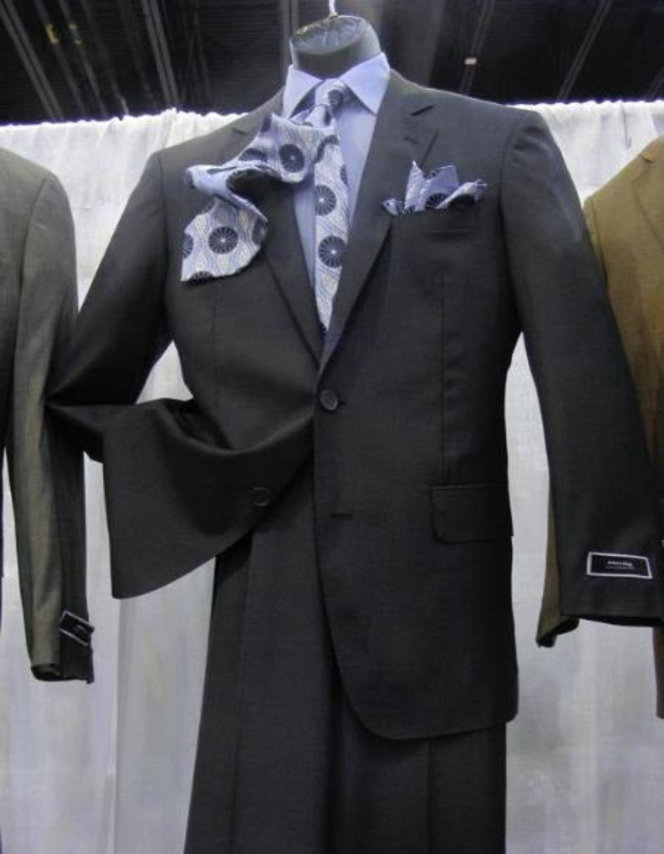 2 PC 2 Buttons Suit Luxurious Poly Rayon Charcoal Cheap Priced Business Suit Clearance Sale