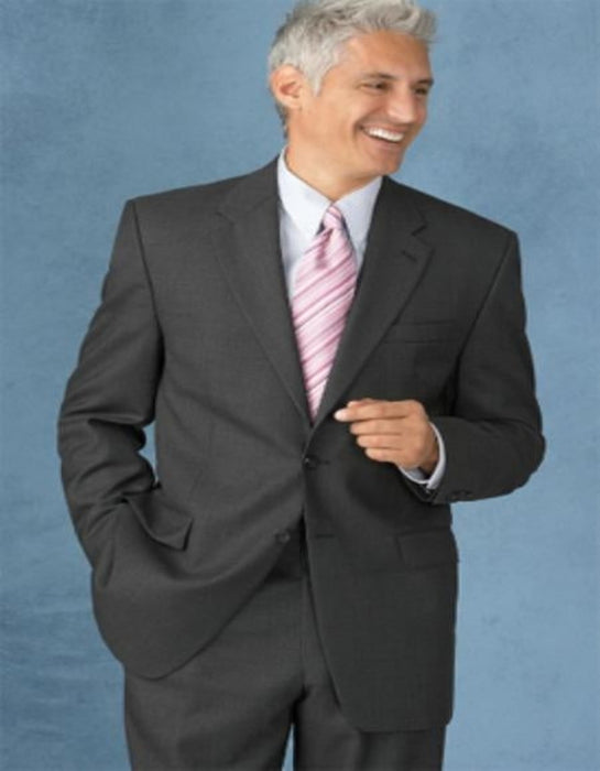 Mantoni Suit - Signature Menswear Wool Fabric SuitsOutlet - Brand Side Vented Two Button Style Notch Lapel Double Vented Two Buttons Solid Charcoal Men's Suits - 100% Percent Wool Fabric Suit - Worsted Wool Business Suit