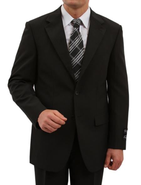 Men's 2 Button Front Closure Discounted Sale Fit Suit Black