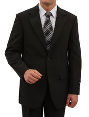 Men's 2 Button Front Closure Discounted Sale Fit Suit Black