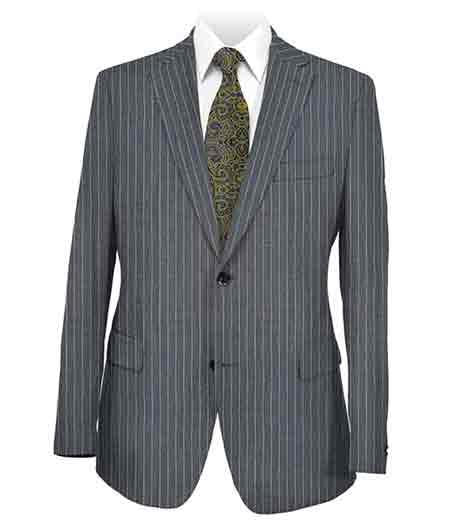 Men's Stripe 2 Button Dark Grey Side Vent Suit