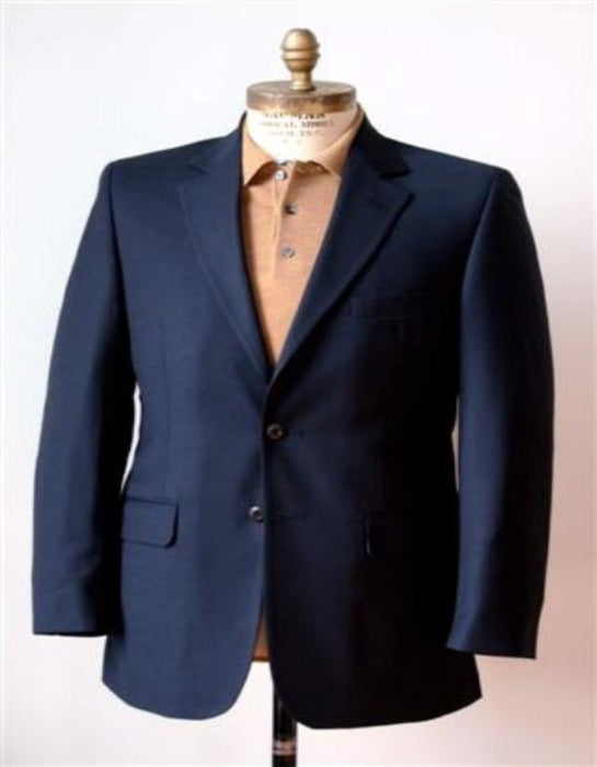 Big & Tall XL Men's 2 Button Wool Suit Dark Navy