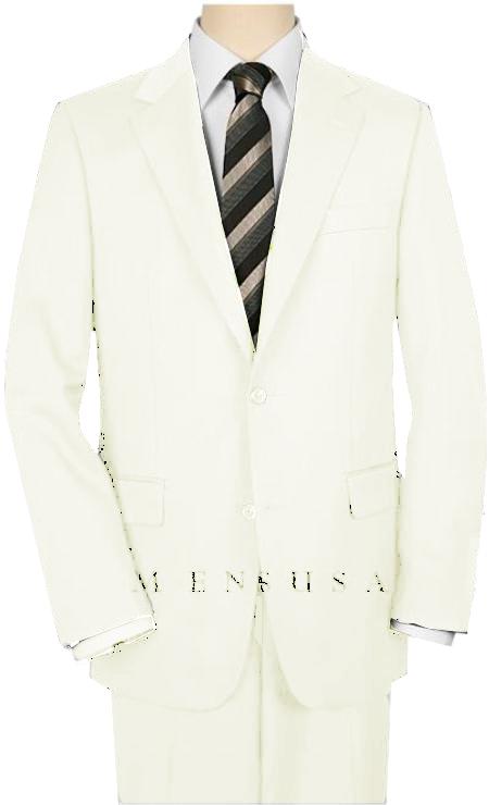 High-Quality 2 Button OFF White Suit Wide Leg 22 Inch Pleated Pants Side Vented Jacket