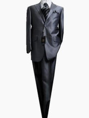 Men's Gray Slim Silver Sharkskin Suit