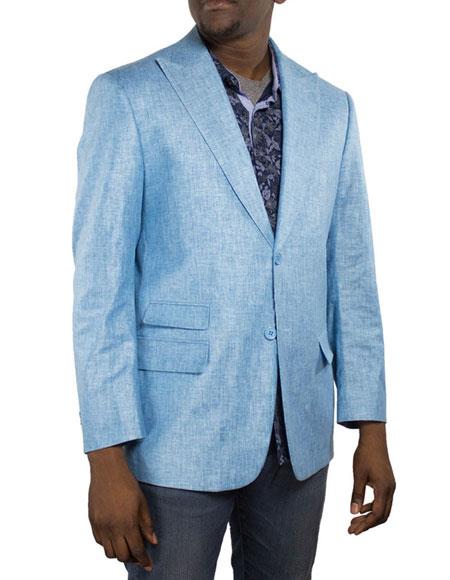 Mens Turquoise Summer Fabric Fabric Blazer