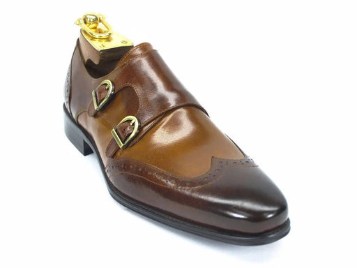 Carrucci Two Tone Wingtip Double Monk Strap Shoes