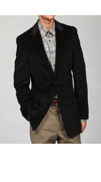 Two Button Men's Corduroy Sport Coat Black