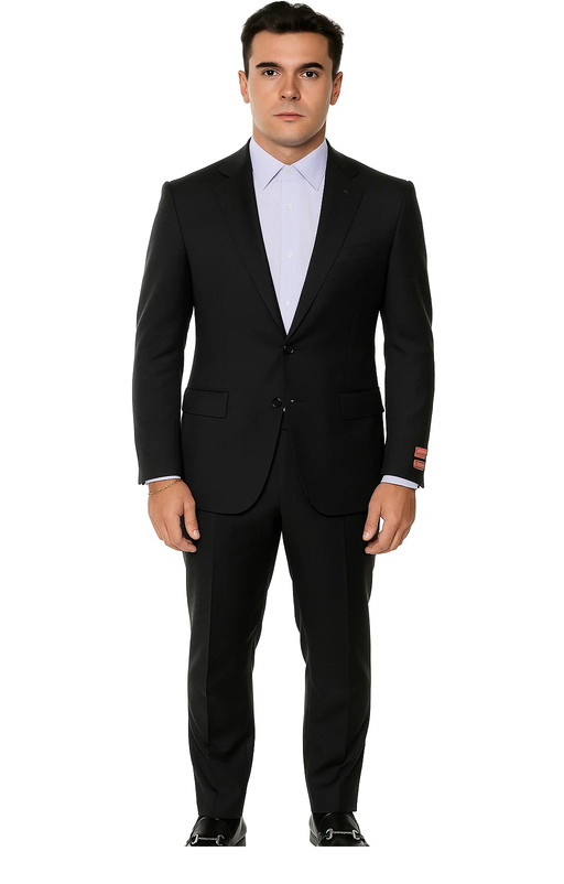 Mantoni Suit Brand Men’s Suit-Black- High End Suits - High Quality Suits