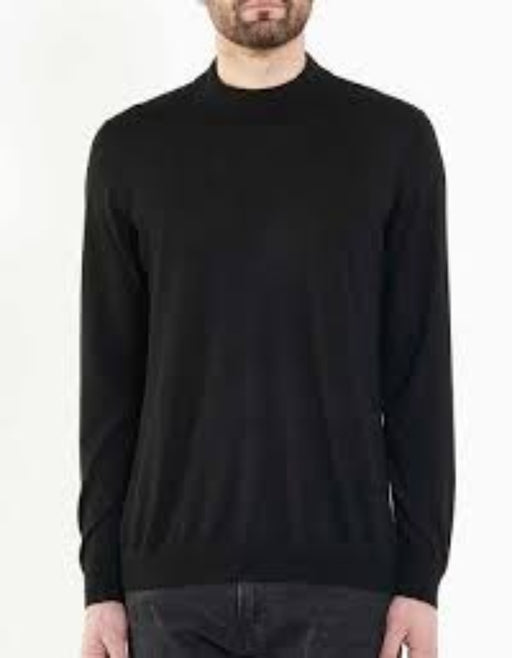 "Men's Silk Black Mock Turtleneck – Elegant & Professional Knitwear"