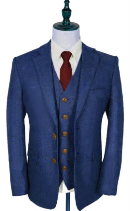 Vintage Suit - Tweed Suits - Herringbone Suits Blue