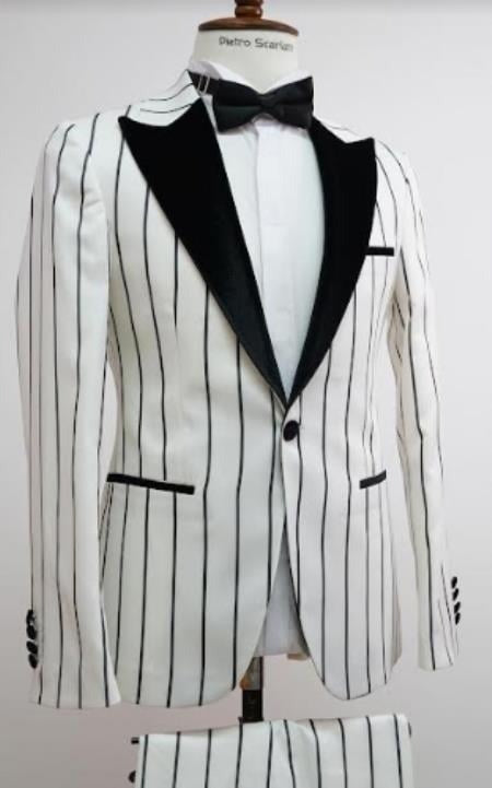 White and Black Pinstripe Suit - 1920 Suit - Gangster Suits