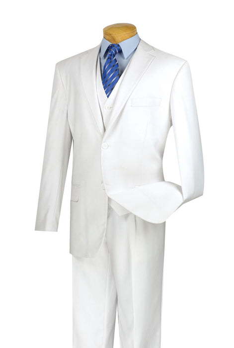 Mens Vinci Two Button White Classic Suit