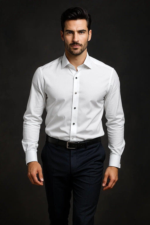 Logan Laydown White Textured Tuxedo Shirt With Frenched Cuffed Ted Baker Brand Regular Fit