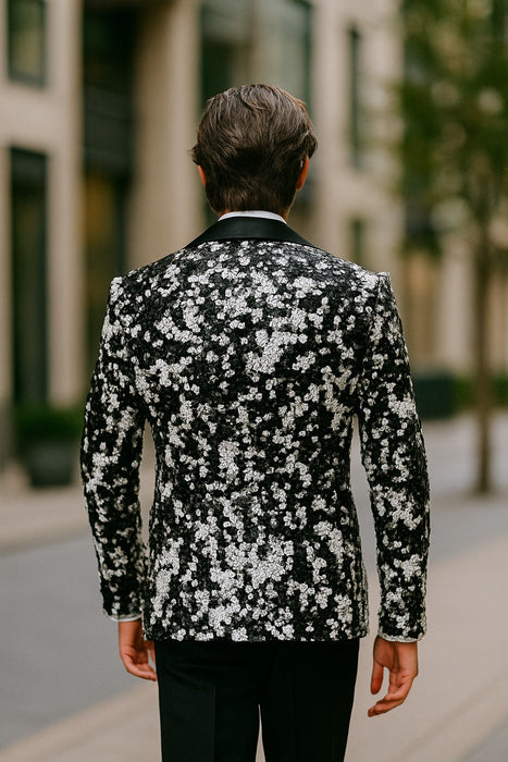 White and Black Blazer - White Tuxedo Jacket + Black Pants + Free Matching Bowtie