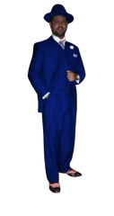 Wide Leg Pleated Pants Pants - 100% Wool Suit - Double Breasted Vest Peak Lapel - Classic Fit Suit - Vested Suit - Cobalt Blue