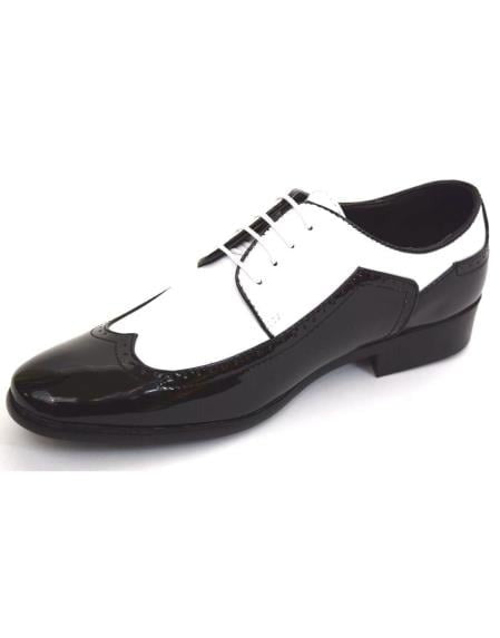Men's Black/White Wing Tip Toe Wedding Men's Prom Shoe Two Toned Dress Men's Tuxedo Shoe For Men Perfect for Wedding