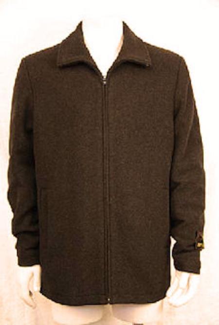 Men's Dress Coat Zipper Collar Jacket Charcoal