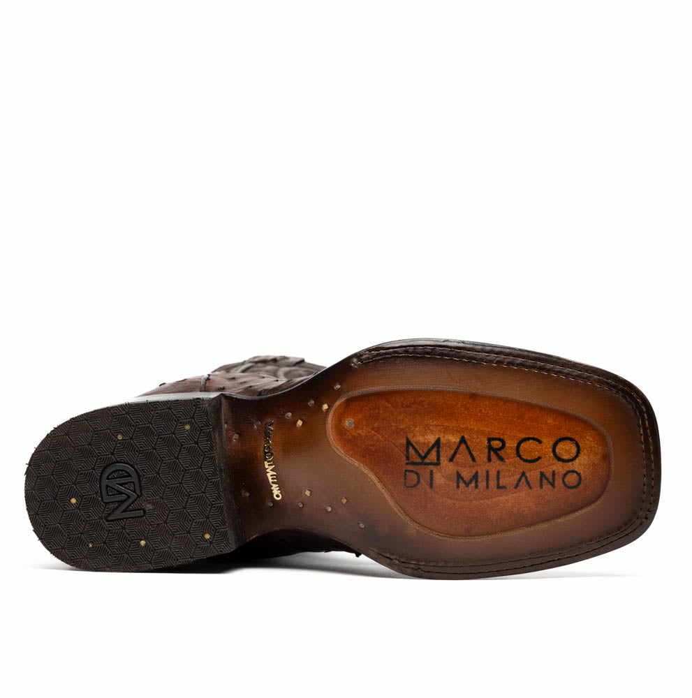Marco Di Milano Alabama Kango Tabac Ostrich Quill Square Toe Cowboy Boots - Image 6
