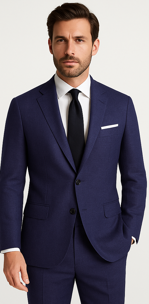 Alberto Nardoni Linen Dark Navy Blue Vested 3 Pieces Summer Linen Wedding/Groom/Groomsmen Suit Jacket & Pants & Vest Suit