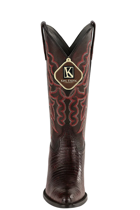 Mens King Exotic Teju Lizard Western Boots Black Cherry (4980718)