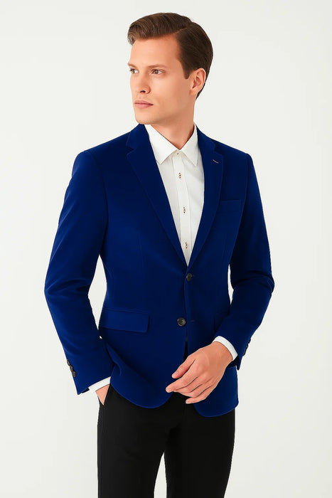 Royal Blue Mens Big and Tall Velvet Blazer - Velvet Sport Coat