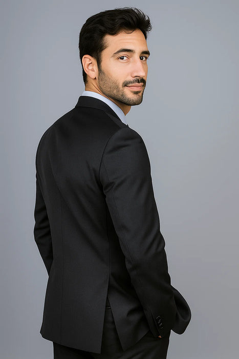 Authentic Mantoni Brand Men's Black 2-button Suit - High End Suits - High Quality Suits