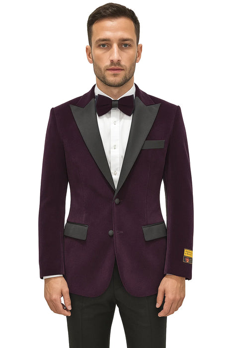 Men's Peak Lapel Eggplant Two Button Men's Fancy Prom Outfit ~ Wedding Blaze