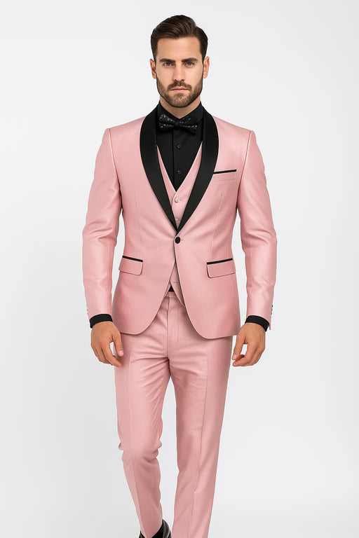 SKU#JA61429 Blush Tuxedo - Light Pink Tuxedo Suit