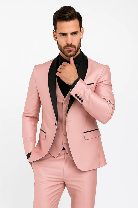 SKU#JA61429 Blush Tuxedo - Light Pink Tuxedo Suit