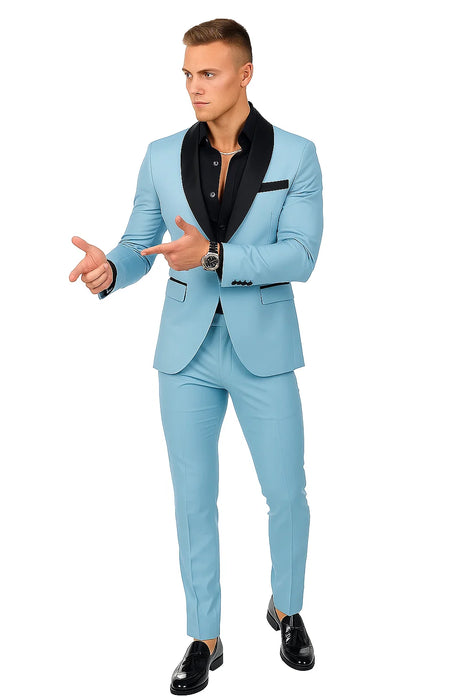 Sky Blue Prom Tuxedo - Wedding Suit - Groom Tuxedo Suit