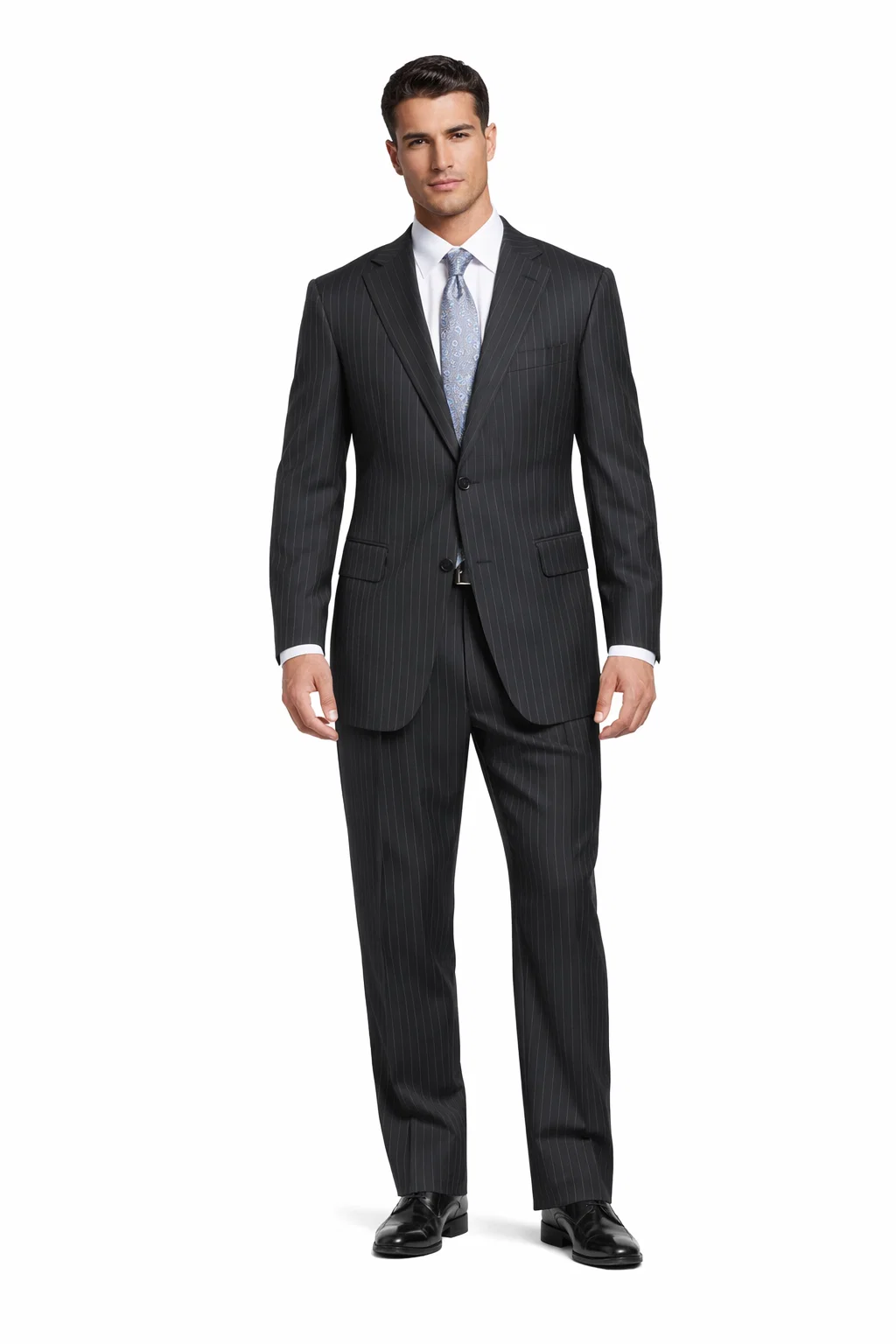 Athletic Cut Classic Suits Men's suit Classic Relax Fit Pleated Pants 19 Inch Bottom Charcoal No Pleated Flat Front Pant / 48 Regular Jacket