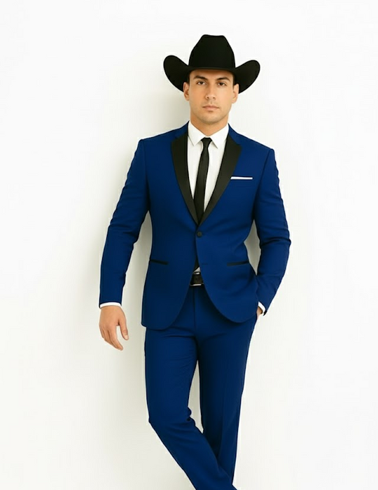 Authentic Braveman Men's Two Button Solid Blue Suit Regular Fit