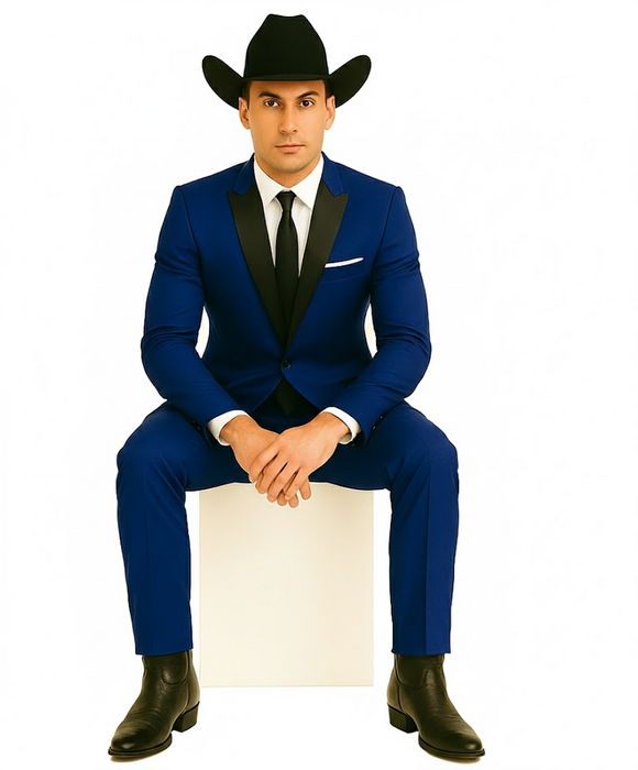 Authentic Braveman Men's Two Button Solid Blue Suit Regular Fit