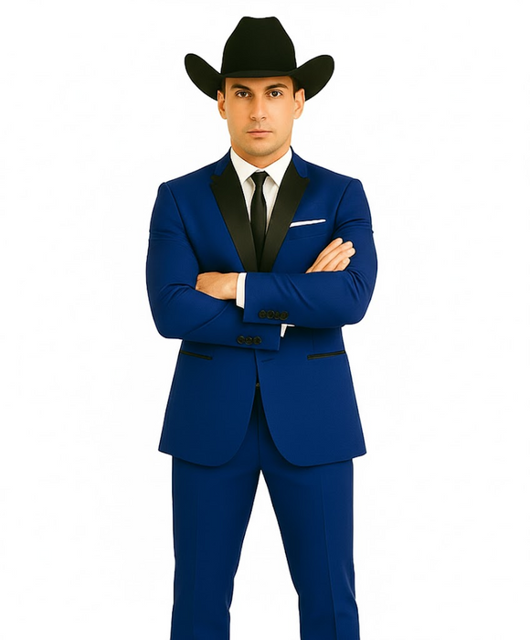 Authentic Braveman Men's Two Button Solid Blue Suit Regular Fit