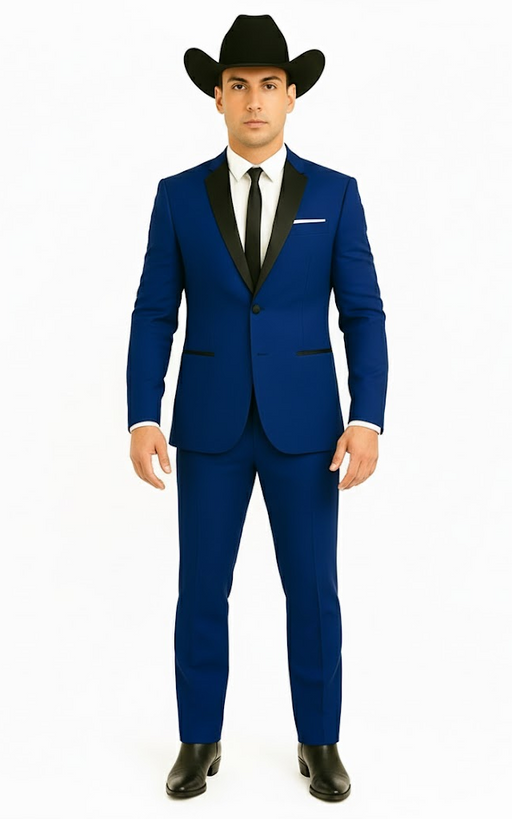 Authentic Braveman Men's Two Button Solid Blue Suit Regular Fit