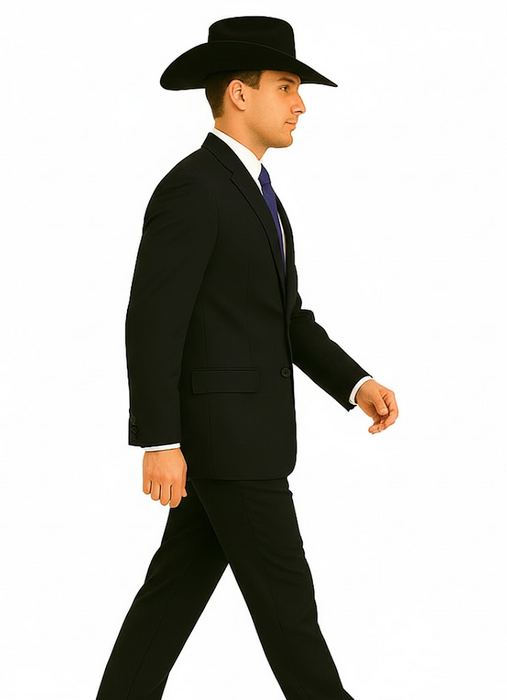 Authentic Braveman Men's Two Buttons Regular Fit Black Solid Suit With Flat Front Pants